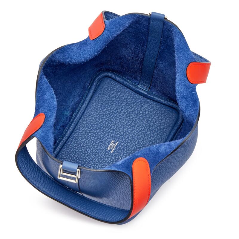 Hermès Bleu Brighton Clemence and Capucine Swift Verso Picotin Lock 18 Palladium Hardware - Image 6